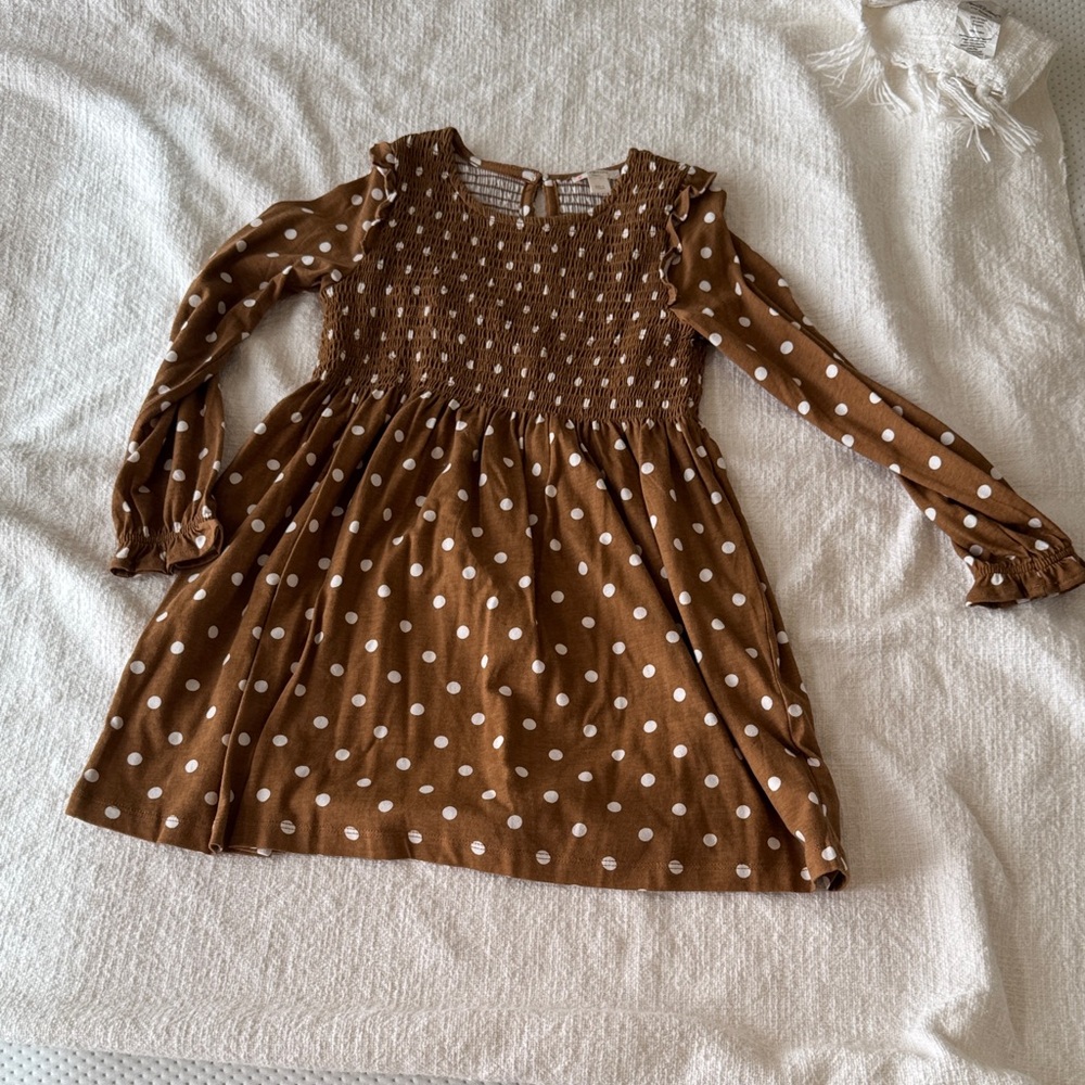 Crewcuts Brown and White Polka Dot Kids Dress